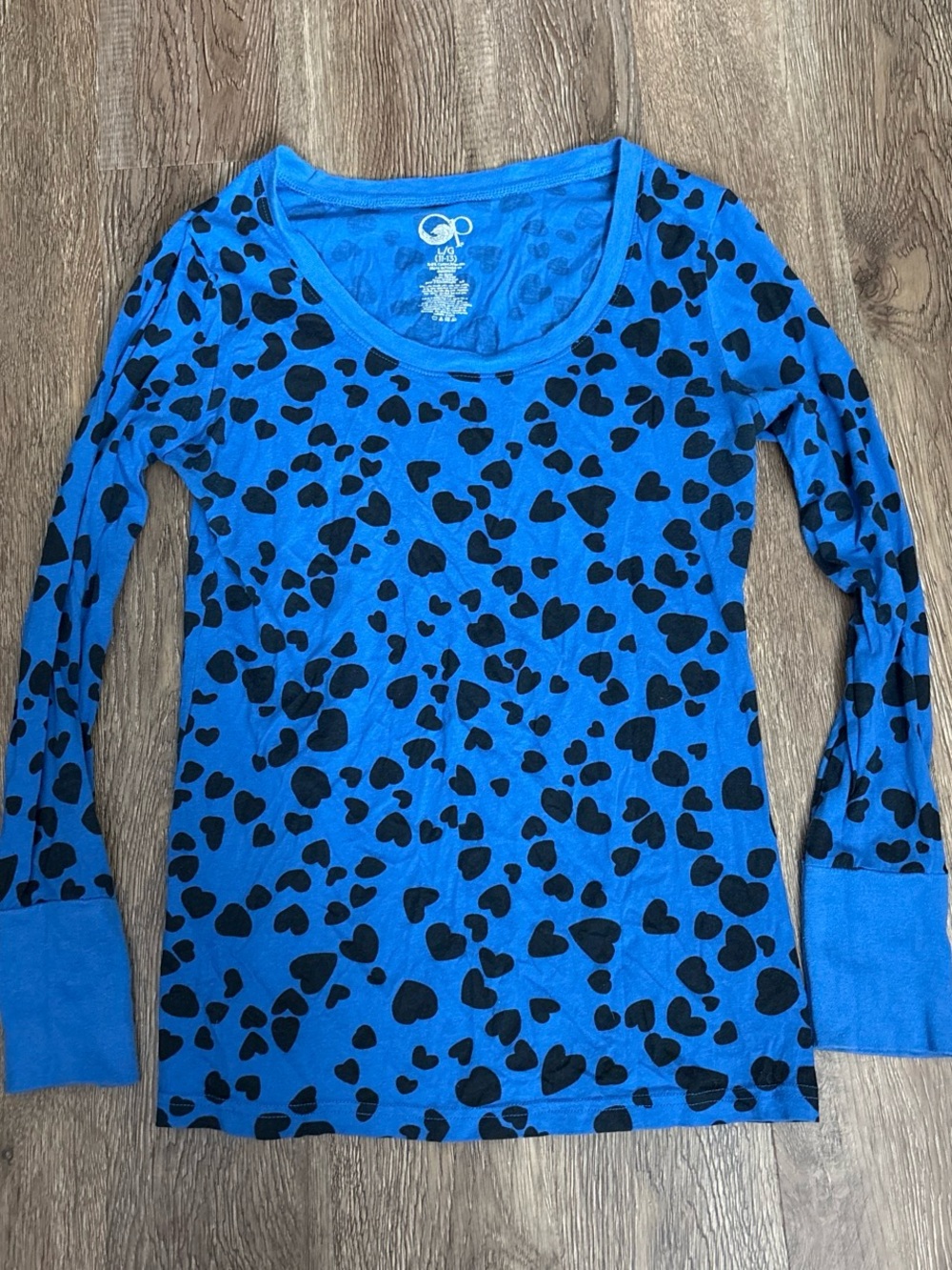 women’s op blue long sleeve with hearts